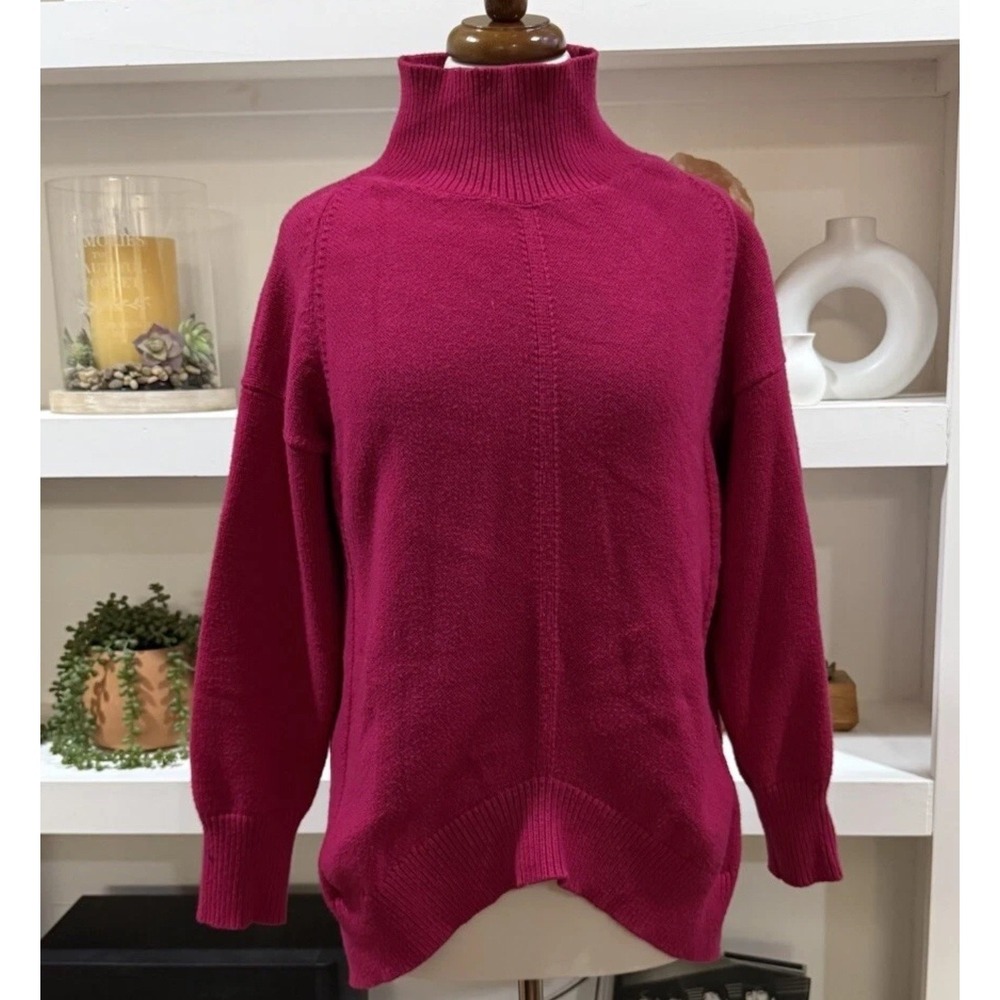 Maeve Anthropologie Sweater Womens Small Pink Mock Neck Pullover Knit Ribbed Top